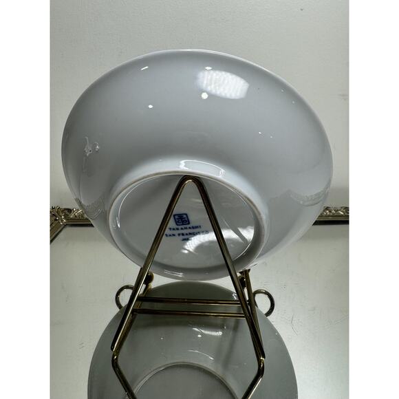 Vintage Takahashi San Francisco Porcelain Chinoiserie Bowl and Metal Stand - Picture 5 of 9